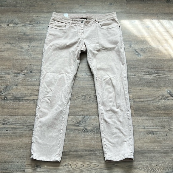 Brunello Cucinelli Slim Fit & Straight Leg Low Waist Jeans Tan Color Raw Hem 10 - Picture 1 of 9